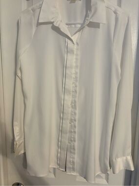 Calvin Klein White Long-Sleeve Button Blouse